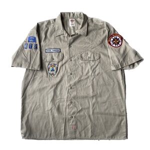 Vintage Dickies Royal Rangers SOCAL Embroidered Patch Khaki Short Sleeve Button-